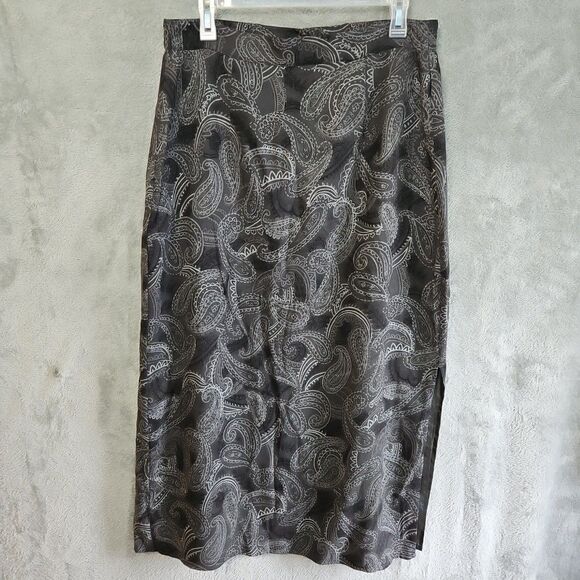 Bice Women's Sz 14 Gray Paisley Maxi Skirt Rayon lined 36in Long - Picture 1 of 12